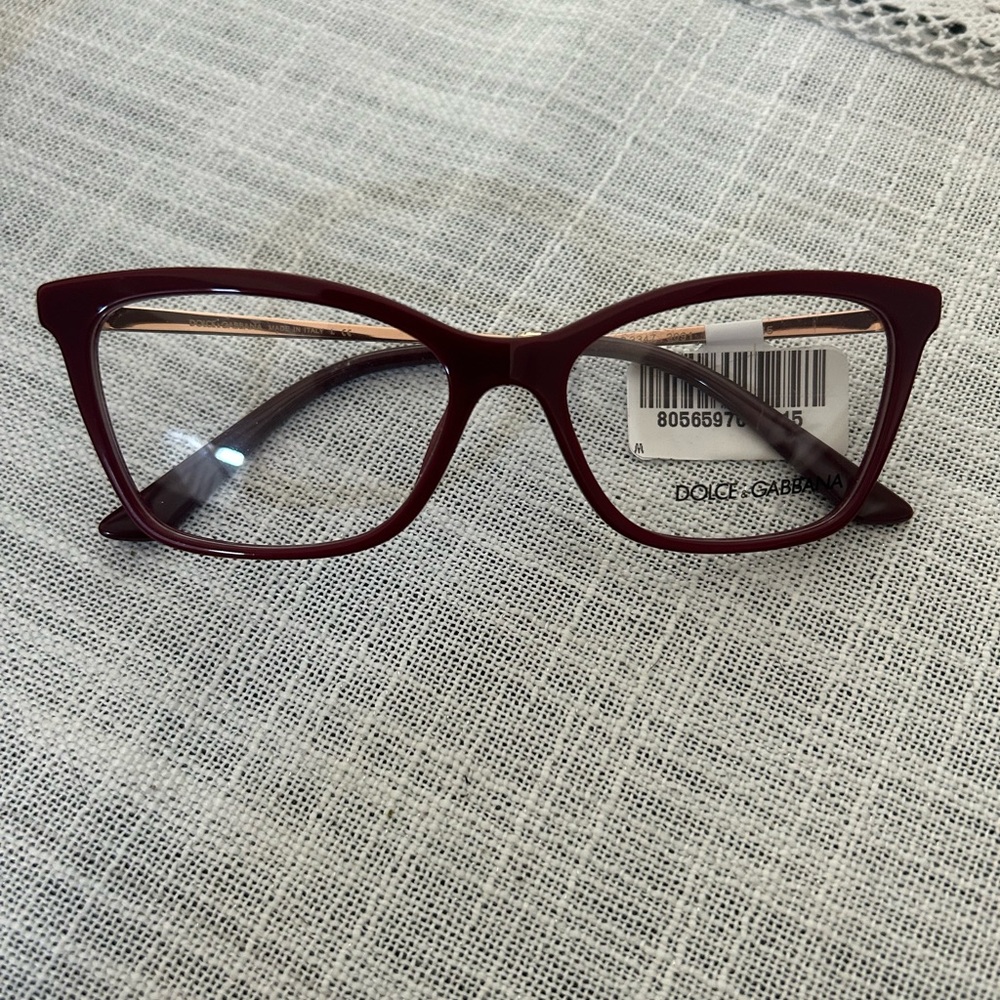 Dolce & Gabbana Maroon and Gold Eyewear